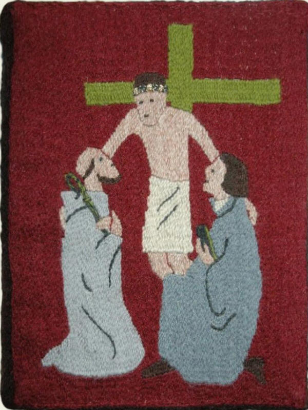 Karin von Lewinski - Christus beugt sich vom Kreuz herab zu Bernhard und Martin Luther