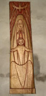 Maria und das Kind, Holz-Relief